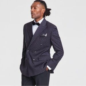 Tayion Men’s Blazer Sport Coat Jacket Double Breasted Patterned 42 Short